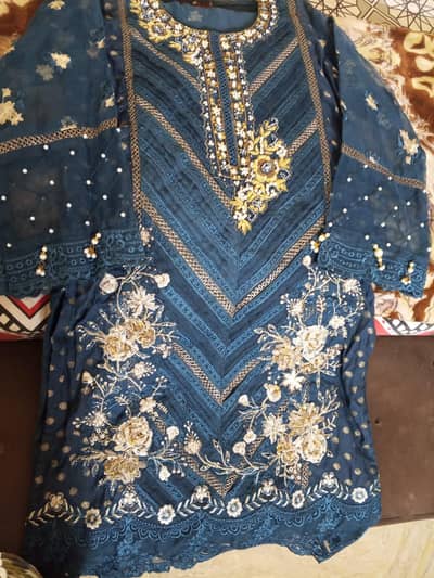 3 pcs stiched suit heavy embiored
