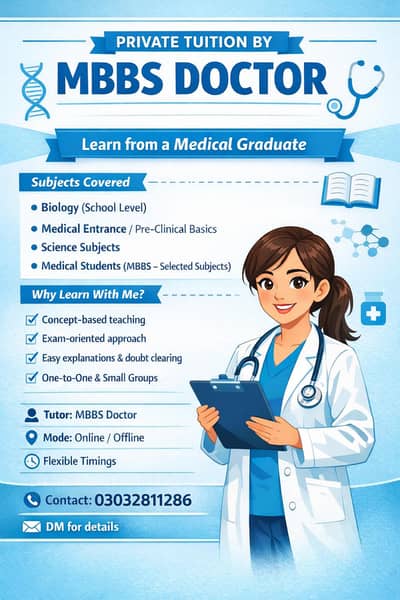 PRIVATE TUITION BY MBBS DOCTOR.