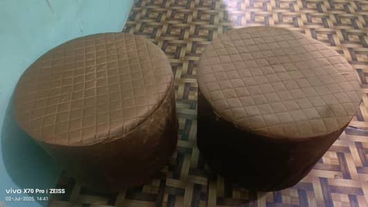 Round Ottoman / Pouf Stool for Sale – Set of 2