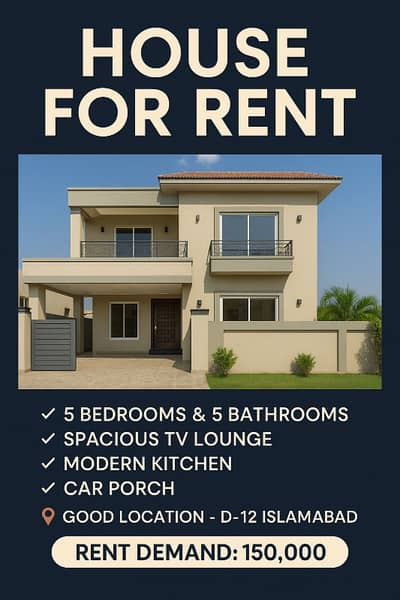 House available for rent in D12 Islamabad