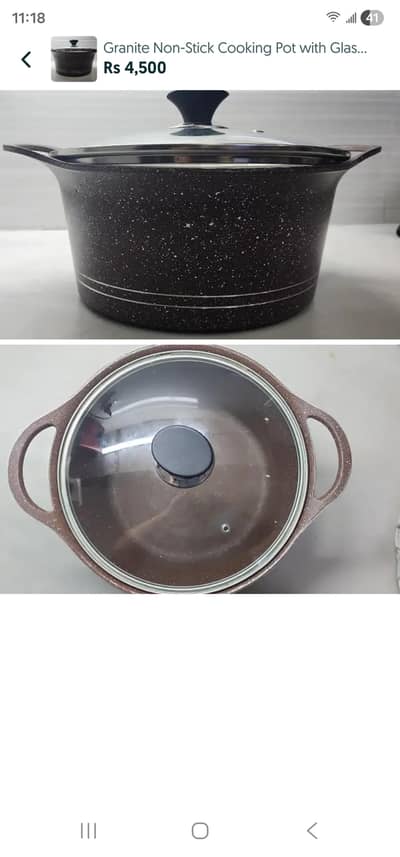 Granite-coated non-stick cooking pot with glass lid