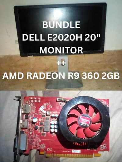 Budget PC Combo – Dell 20” Monitor + AMD R9 360 2GB (Working)