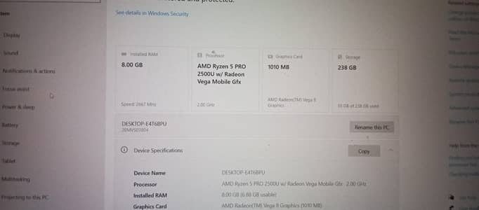 Lenovo laptop AMD Ryzen 5 pro 2500u
