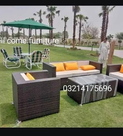 OUTDOOR GARDEN RATTAN UPVC FURNITURE SOFA SET CHAIRS TABLE UMBRELLA
