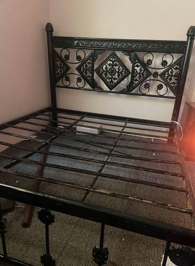 Strong Iron King Size Bed with Dressing Table – Used | 40,000 PKR