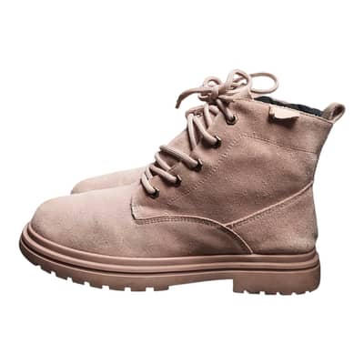 Brand New Beige Suede Combat Boots – Size 6