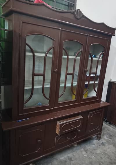 Wooden almari + table+jaenamaz