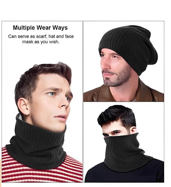 Winter Neck & Face Knitted Fleece Band / winter neck warmer, fleece scarf band, wool neck cover, warm face cover, neck face head band, winter hiking mask, unisex winter scarf, windproof neck band