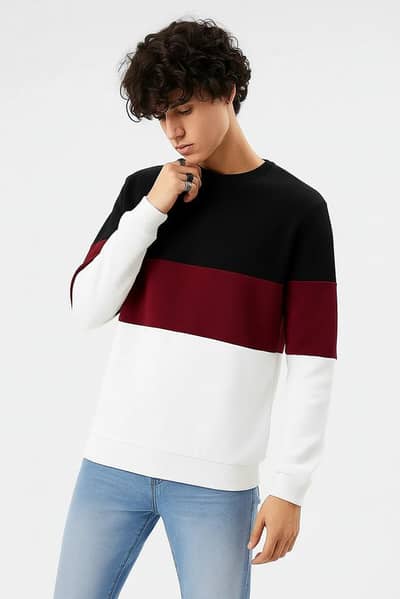 black, white, maroon . sweater