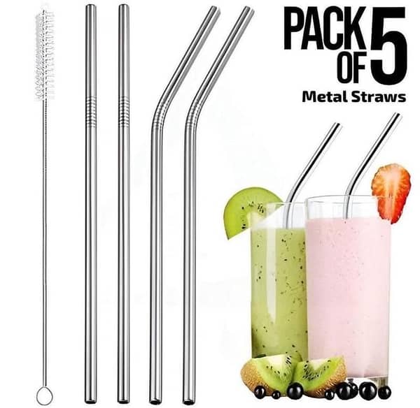 Stainless steel straw pack of 5
