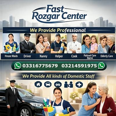 We Provide House Maids , Driver, Helper, Couples, Patient Care, Cook