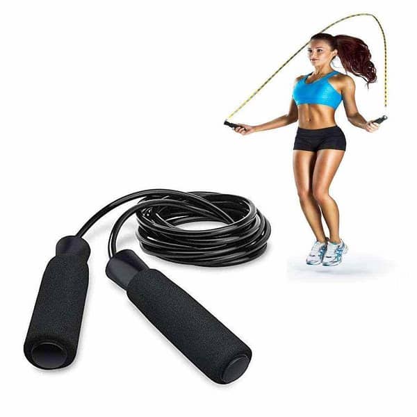 Build upper body strength for firm abs and sculpted arms and shoulders with the steel-grip jump rope