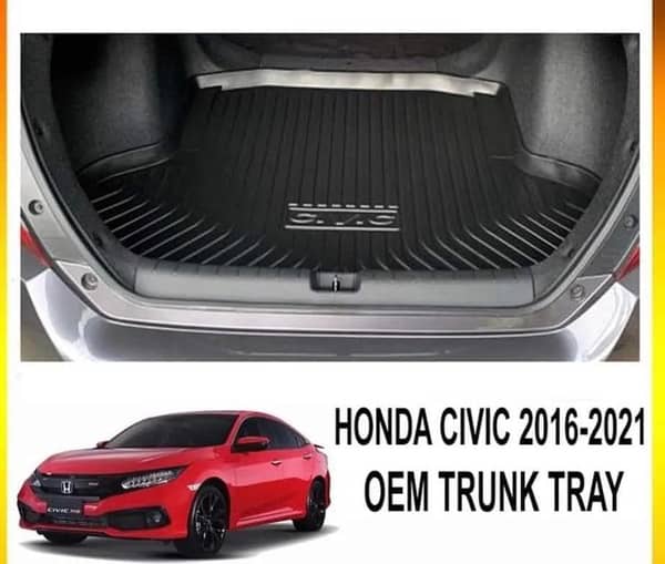 Civic X (2016-2021) PVC Trunk Mat – Premium, Imported, Tray-Style, Waterproof and Washable
