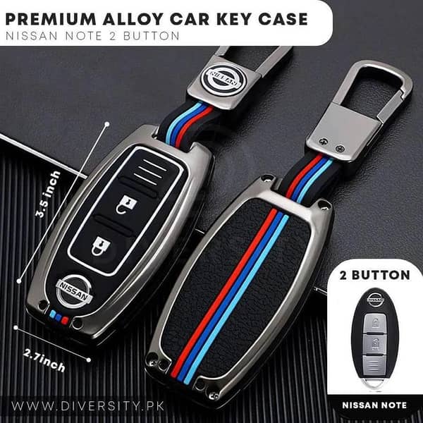 Nissan Zinc Alloy Metal Key Fob Remote Cover with Key Chain