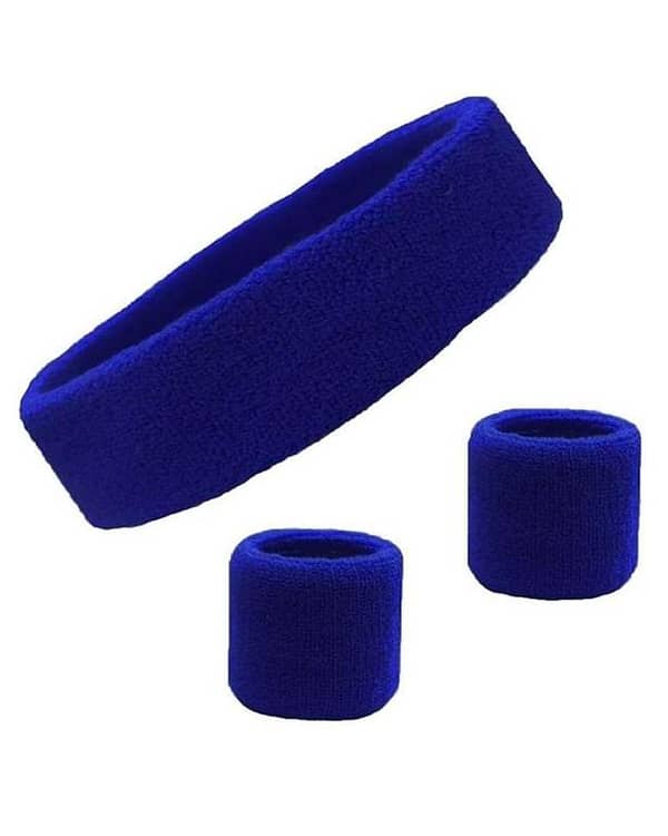 bands set of 3 Pieces - Ports Headband and Wristbands for Athletic Men and Women - Blue