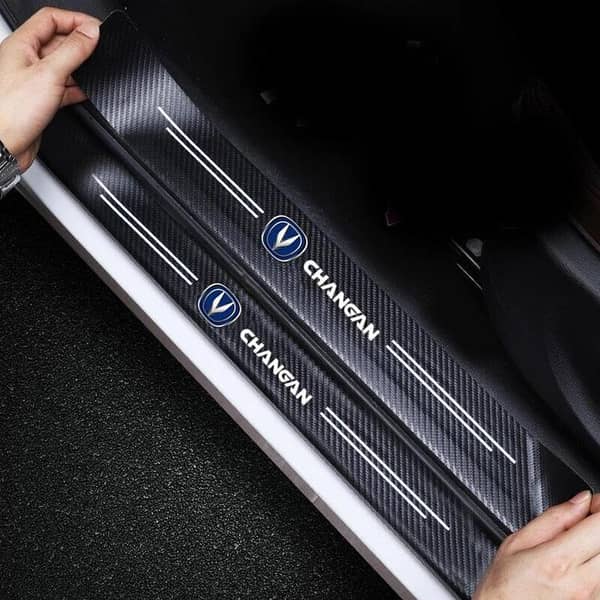 4Pcs CHANGAN Car Door Sill Protector Carbon Fiber Style Scuff Plate Set