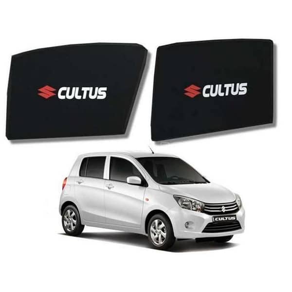Suzuki Cultus 2017-2018 Sun Shade with Logo (Original Size) - Black