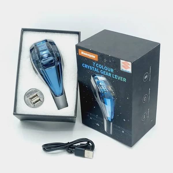 7-Color LED Crystal Gear Shift Knob with Suzuki Logo - Universal Fit