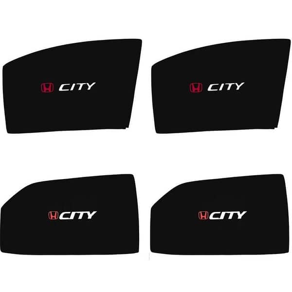 Honda City Side Window Sun Shades with Logo, 4pcs (2009–2021)