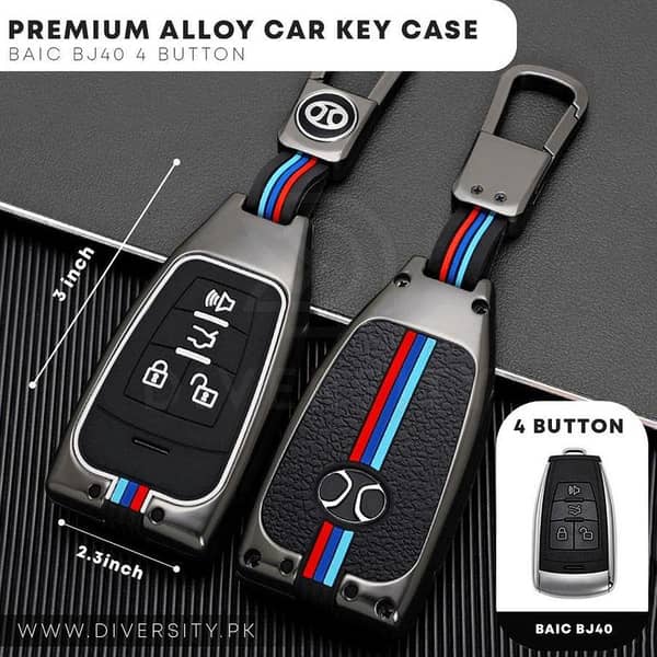 Baic BJ40 Zinc Alloy Key Fob Cover with Key Chain