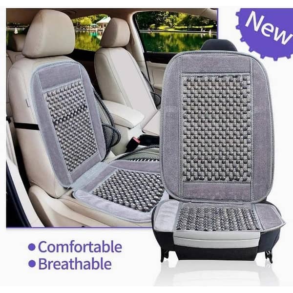 Summer Seat Cushion: Plush Velvet, Barder Round Wooden Beaded Cover for Car, Home, and Office Chairs