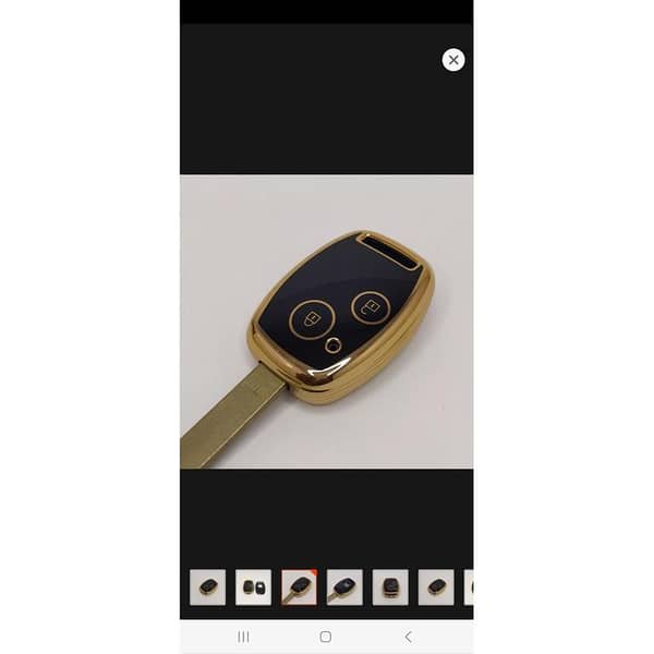 Honda Civic Reborn 2006–2011 and Honda City 2009–2020 TPU Remote Key Cover, Glossy Black with Gold Accents
