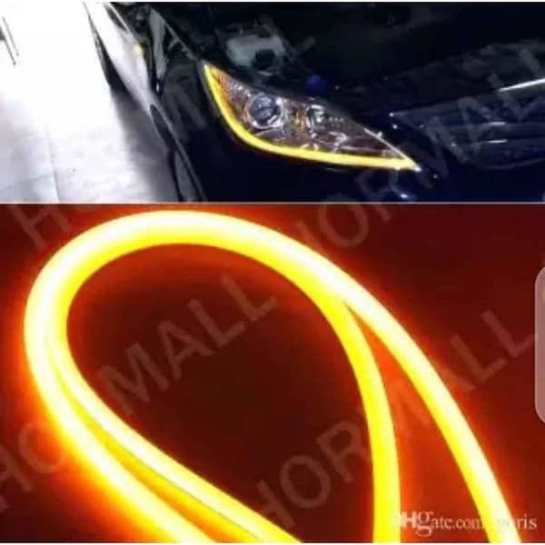 2Pcs 60cm DRL Flexible LED Tube Style Turn Signal Daytime Running Lights Tear Strip for Car Headlights