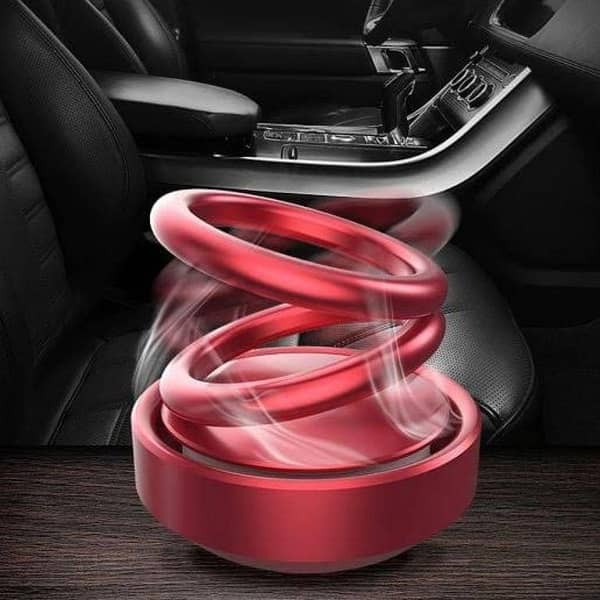 New Car Aroma Diffuser Air Freshener Purifier with Solar Power, Auto-Rotation, Red