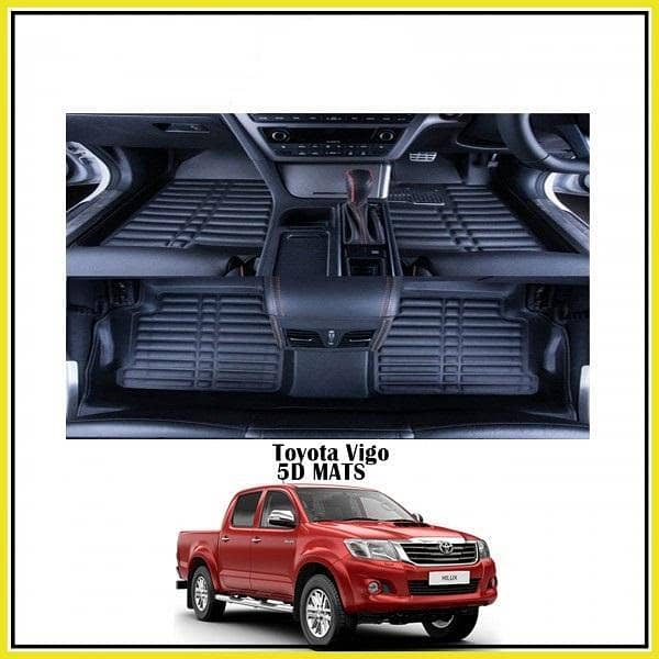3Pcs 5D Floor Mats for Toyota Vigo — Black, Premium Quality