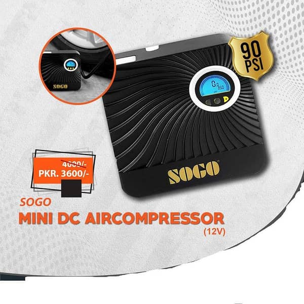 Air Compressor Pump 12V DC — Mini Tire Inflator with Digital Display, P06-B