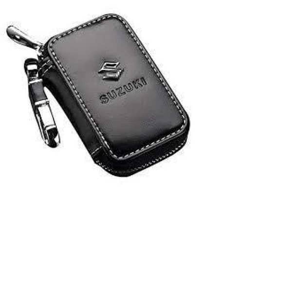 Suzuki Logo Zipper Key Pouch and Key Chain (Black)