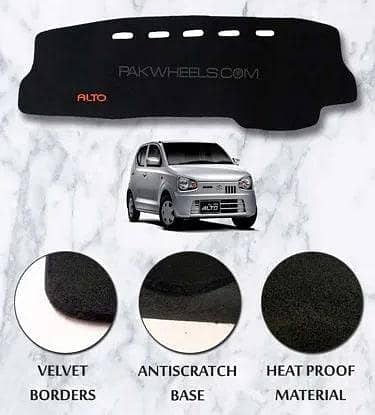 Suzuki Alto 2017-2023 Dashboard Carpet Mat – Velvet Faux Fur, Non-Slip, Custom Size