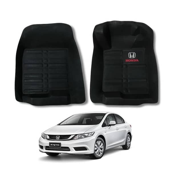 Honda Civic Rebirth 5D with Logo: Custom 3-Piece Floor Mats (2013–2016) Black