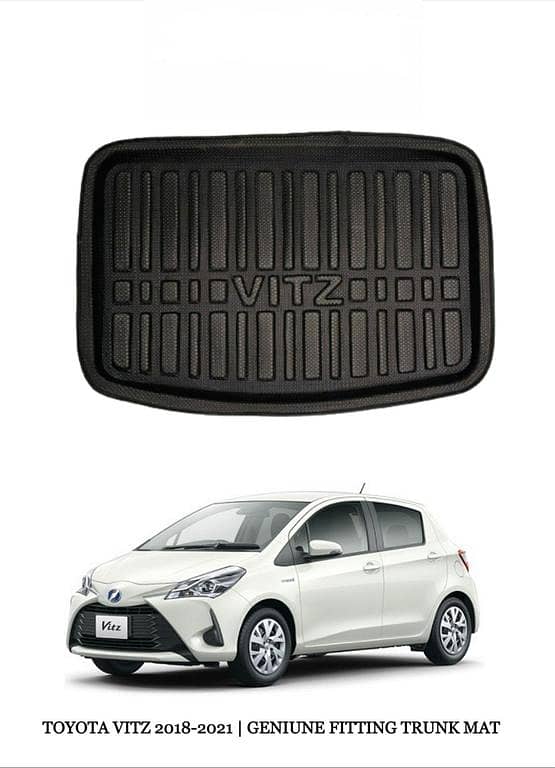 VITZ EVA Trunk Mat - Genuine Fitting Car Carpet Mats, Black, Anti-Slip Silicone Rubber Interior