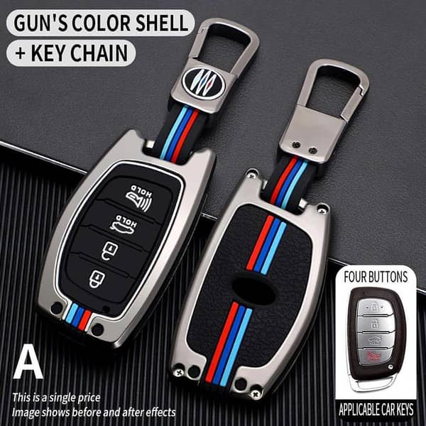 Hyundai Sonata Zinc Key Cover with TPU Remote Case and Smart Button Protection