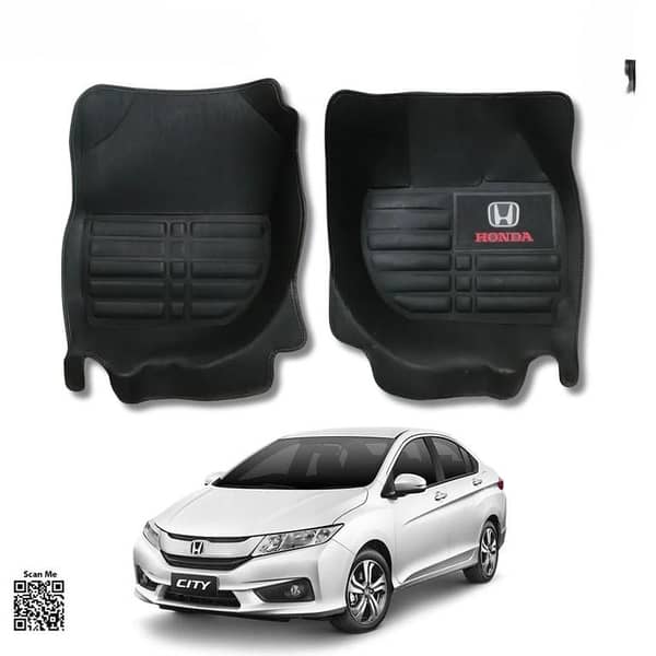 Honda City 5D Custom Floor Mats with Plastic Pad (2021–2025) - 3 Pcs Black