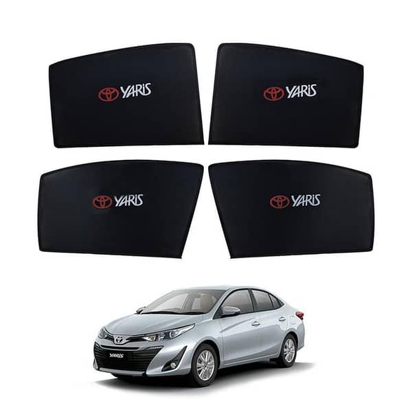 TOYOTA YARIS High-Quality Logo Sun Shade Set, 4 Pieces – Black