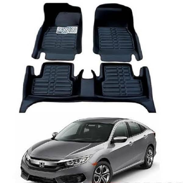 5-D Floor Mat for Honda Civic 2016-2021, Premium Black