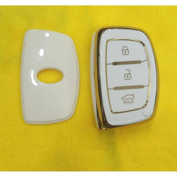 Hyundai Tucson 2021-2022 Remote Key Cover in White, TPU Soft Plastic Anti-Slip