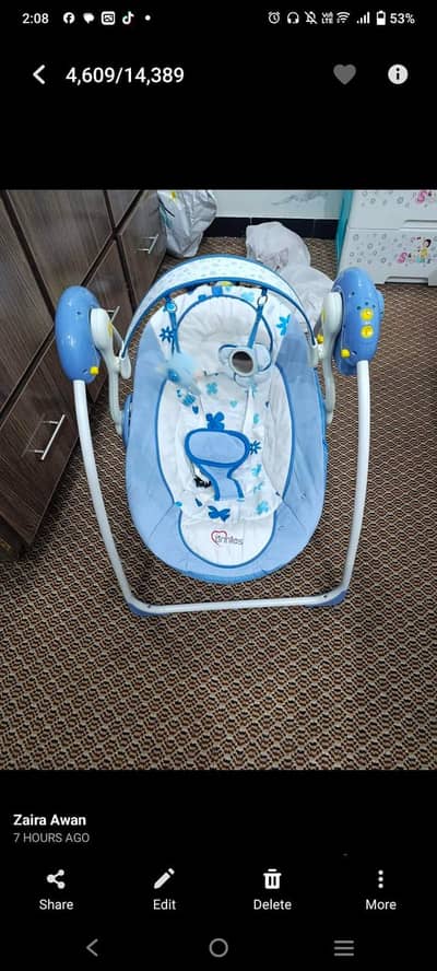 Baby Swing | Electric Swing | Rechargeable Cells