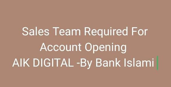 Sales Team Required For Account Opening