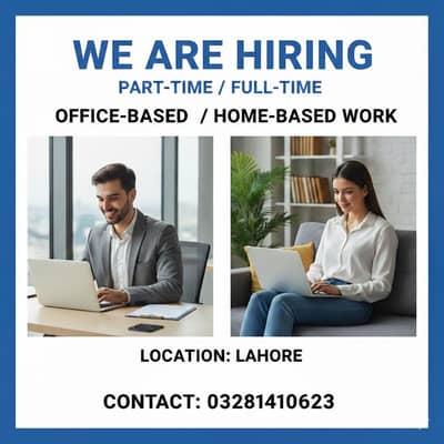 Part time full time office work home base jobs available