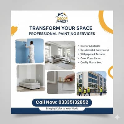 Painter Service in Rawalpindi/ House Paint/Building Painter Available