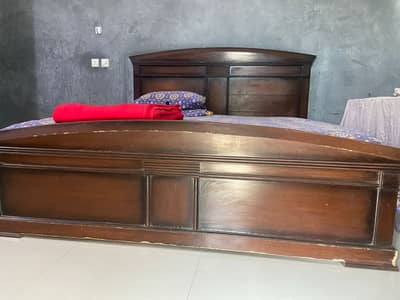 Wood King Sized Bed for Sale with Dressing and Side Tables