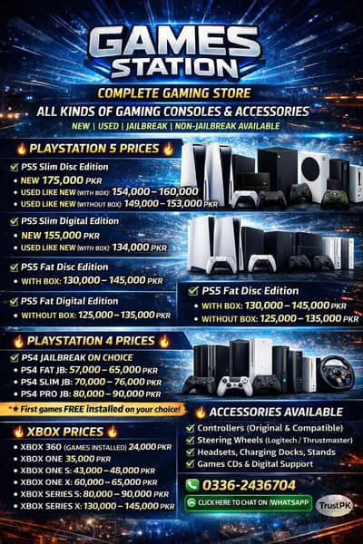 PS5|PS4|PS3|XBOX SERIES S|X |ONE S|X /PLAYSTATION FAT/SLIM/PRO/KARACHI