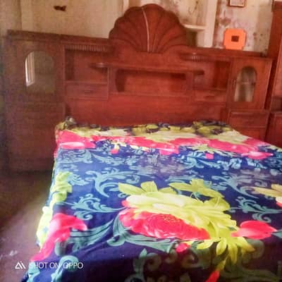 Wooden solid bed set urgent sale