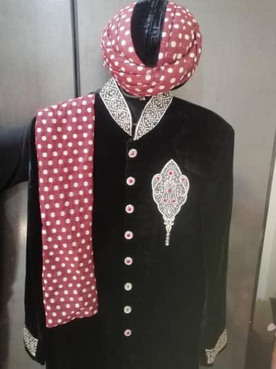 Sherwani Black Velvet excellent condition for sale