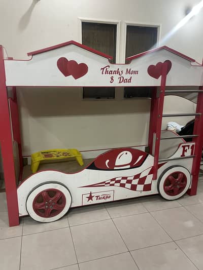 Red & White Kids Bunk Bed – Car Design