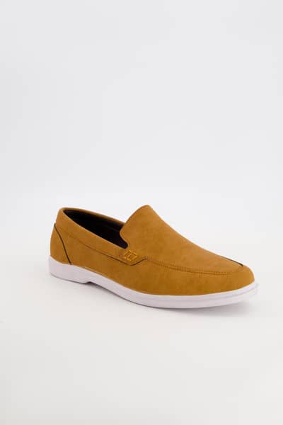 men's leather loafers - 1 pcs in mustered