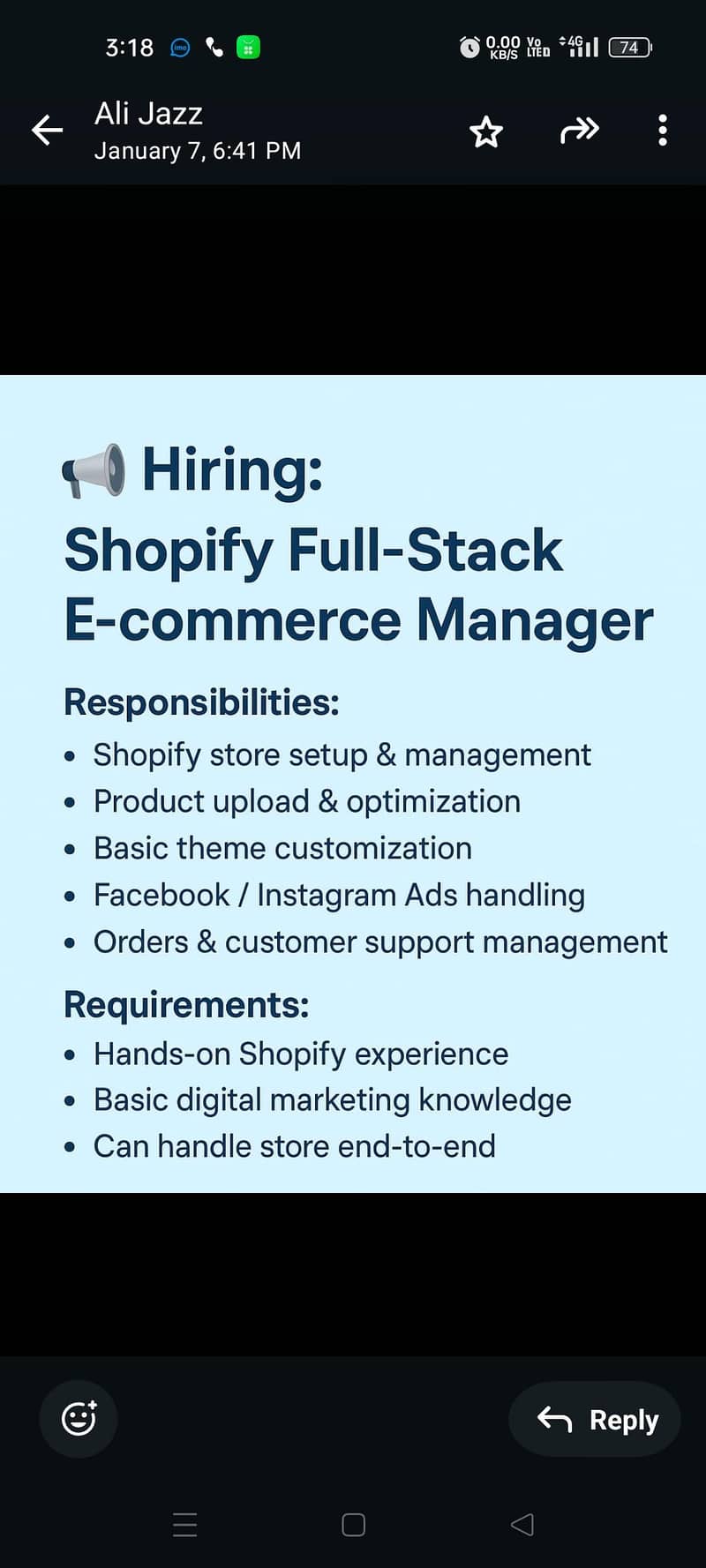 Need Shopify full stack E- commerce Manager 0